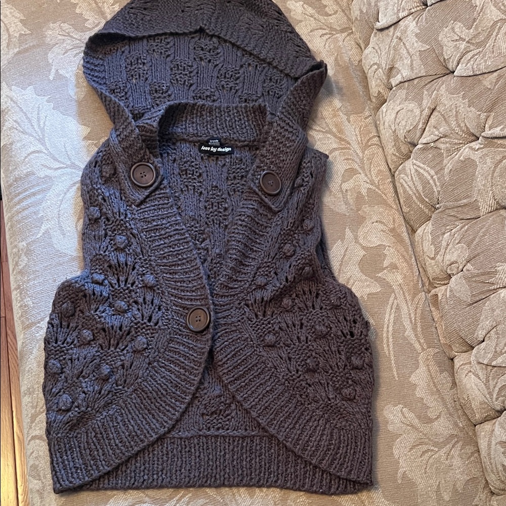 Love By Design Dark Gray Hooded Knit Cardigan